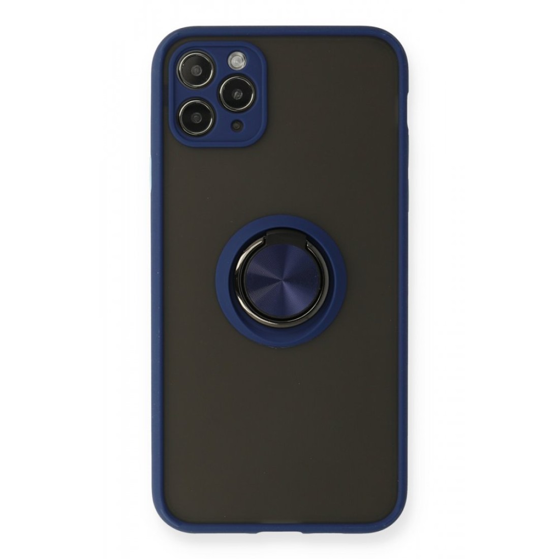  iPhone 11 Pro Kılıf Montreal Yüzüklü Silikon Kapak - Lacivert