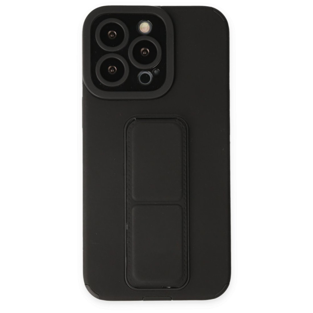 iPhone 14 Pro Kılıf Mega Standlı Silikon - Siyah