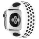  Apple Watch 38mm Ayarlı Delikli Silikon Kordon - Beyaz-Siyah