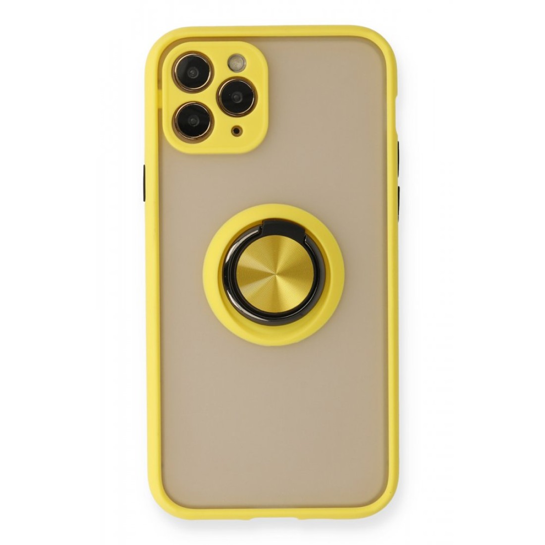  iPhone 11 Pro Kılıf Montreal Yüzüklü Silikon Kapak - Sarı