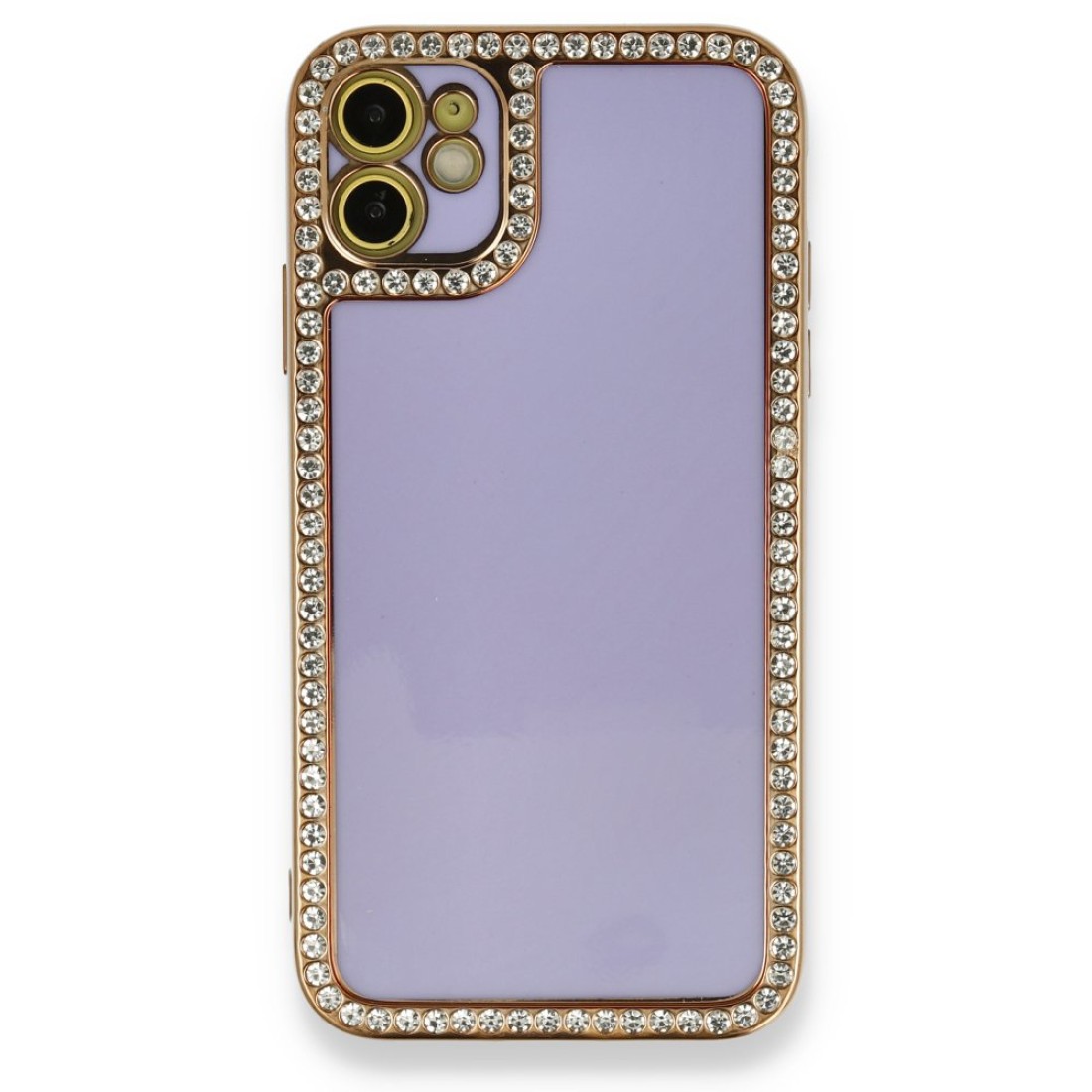  iPhone 12 Kılıf Solo Taşlı Silikon - Lila