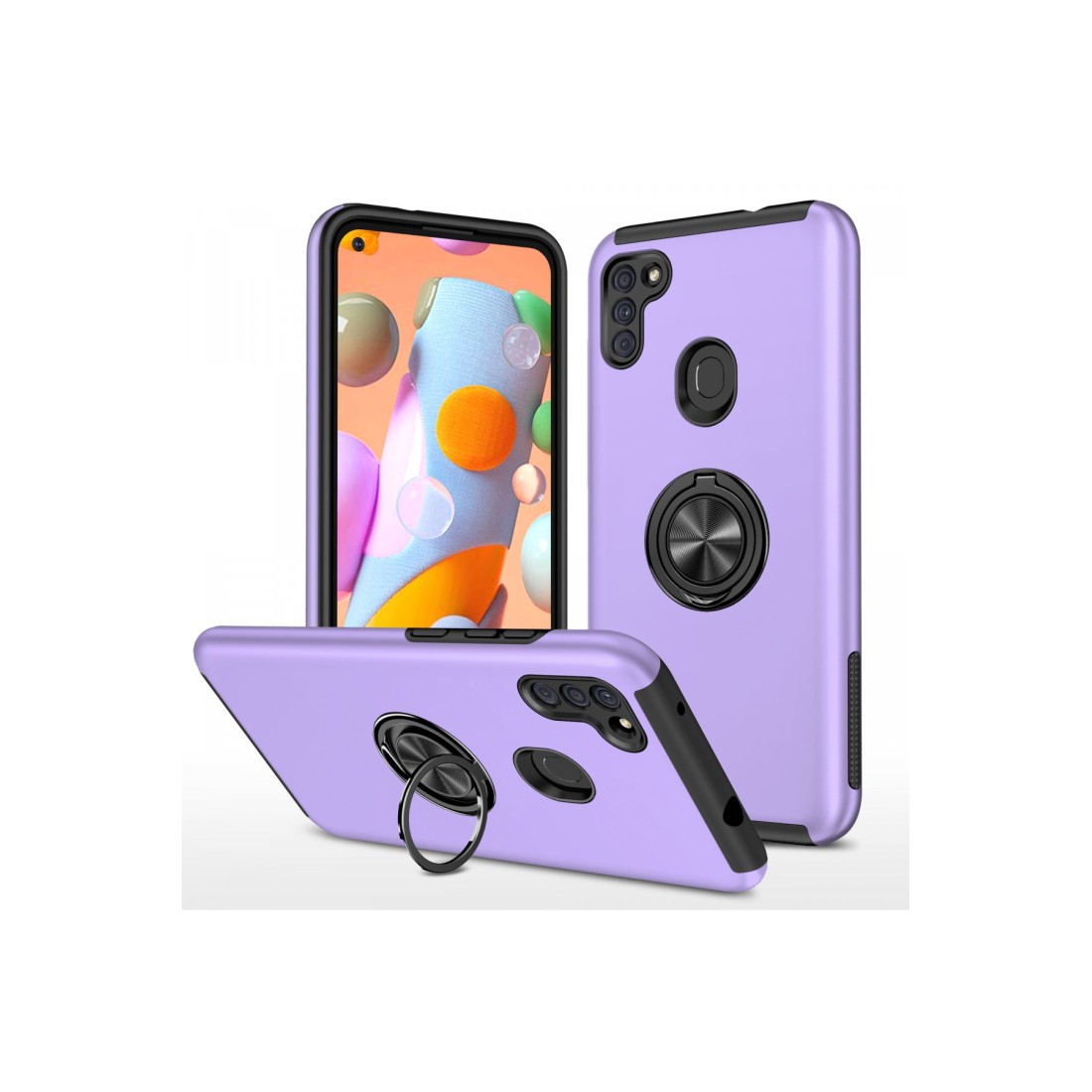  Samsung Galaxy A11 Kılıf Elit Yüzüklü Kapak - Mor