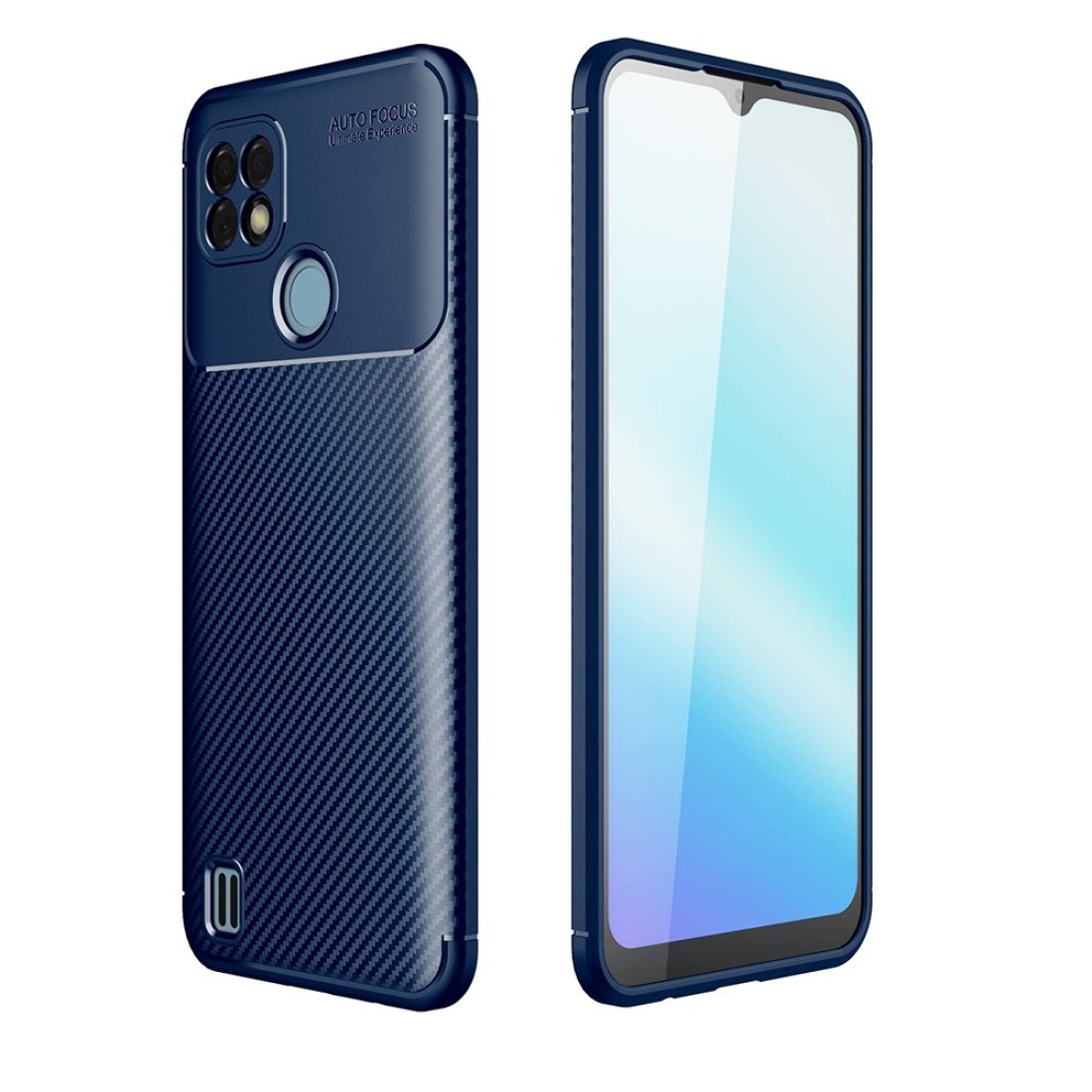  Realme C21 Kılıf Auto Focus Karbon Kapak - Lacivert