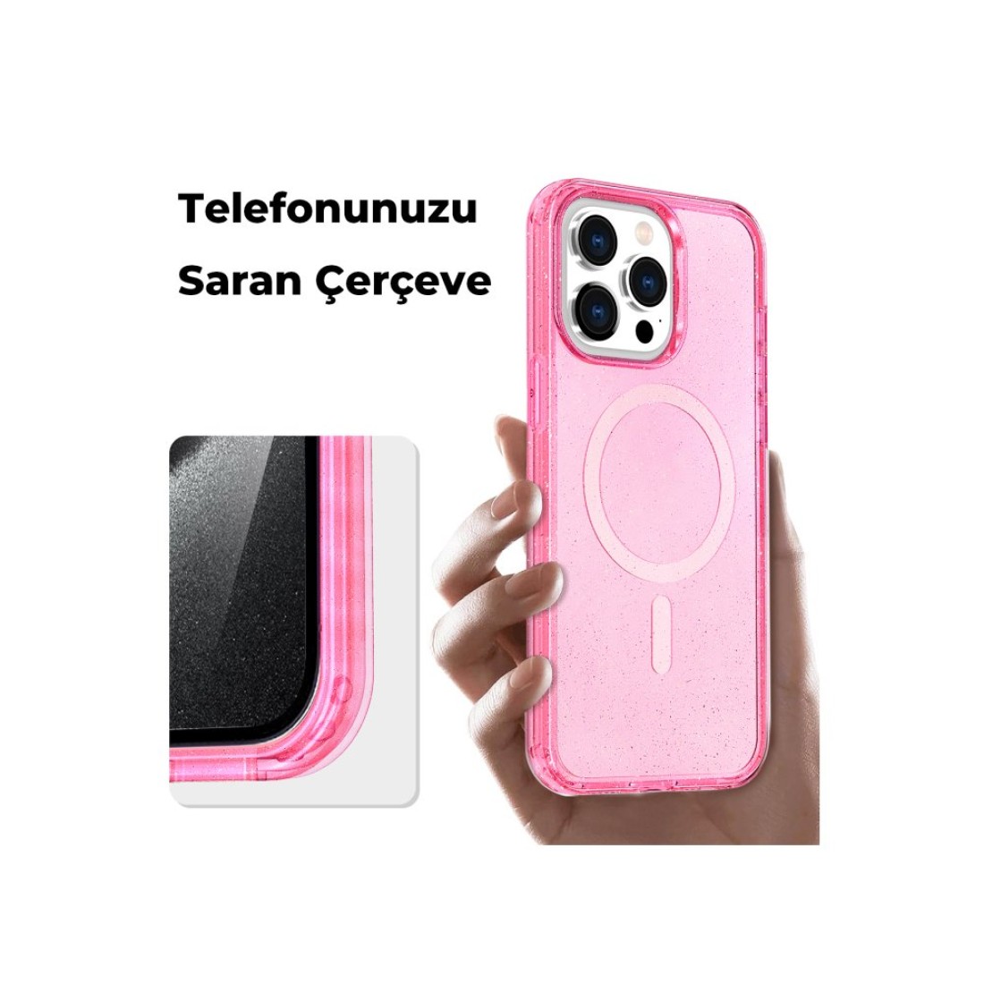 iPhone 12 Kılıf Glow Magsafe Kapak - Pembe iPhone 12 Kılıf Glow Magsafe Kapak - Pembe