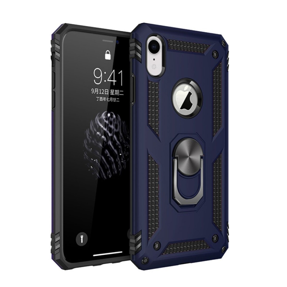  iPhone XR Kılıf Sofya Yüzüklü Silikon Kapak - Lacivert