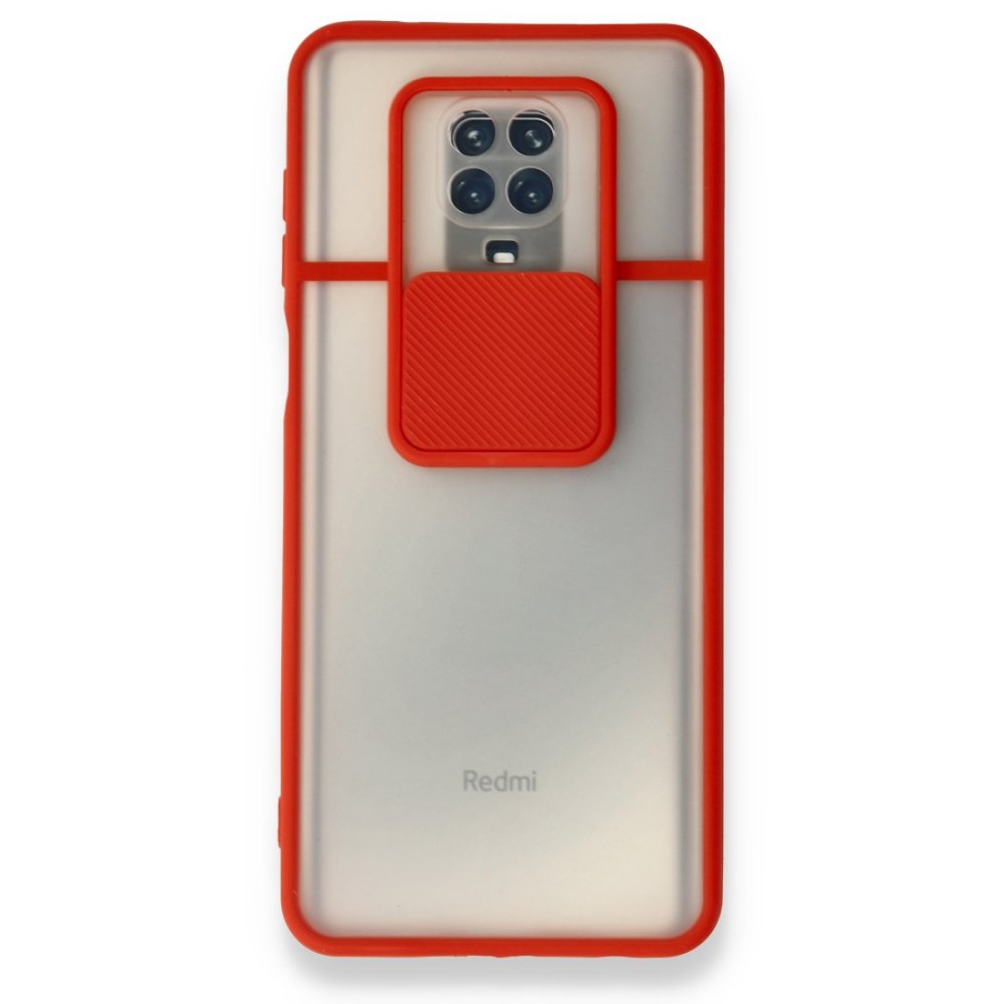  Xiaomi Redmi Note 9S Kılıf Palm Buzlu Kamera Sürgülü Silikon - Kırmızı