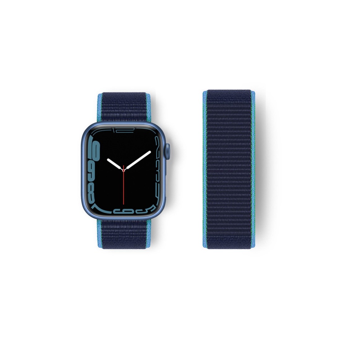  Apple Watch 38mm Hasırlı Cırtcırtlı Kordon - Mavi-Lacivert