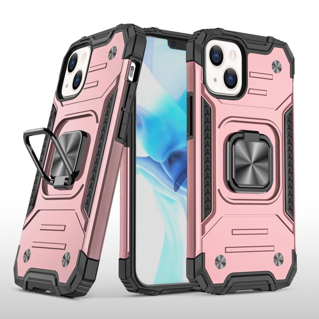  iPhone 13 Kılıf Zegna Yüzüklü Silikon Kapak - Rose