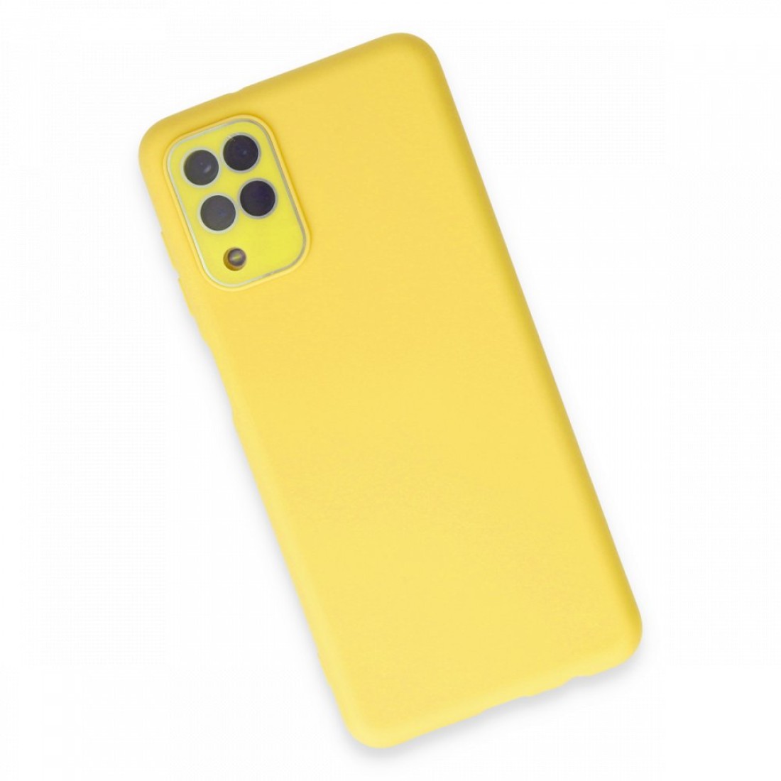 Samsung Galaxy M32 Kılıf Lansman Glass Kapak - Sarı Samsung Galaxy M32 Kılıf Lansman Glass Kapak - Sarı