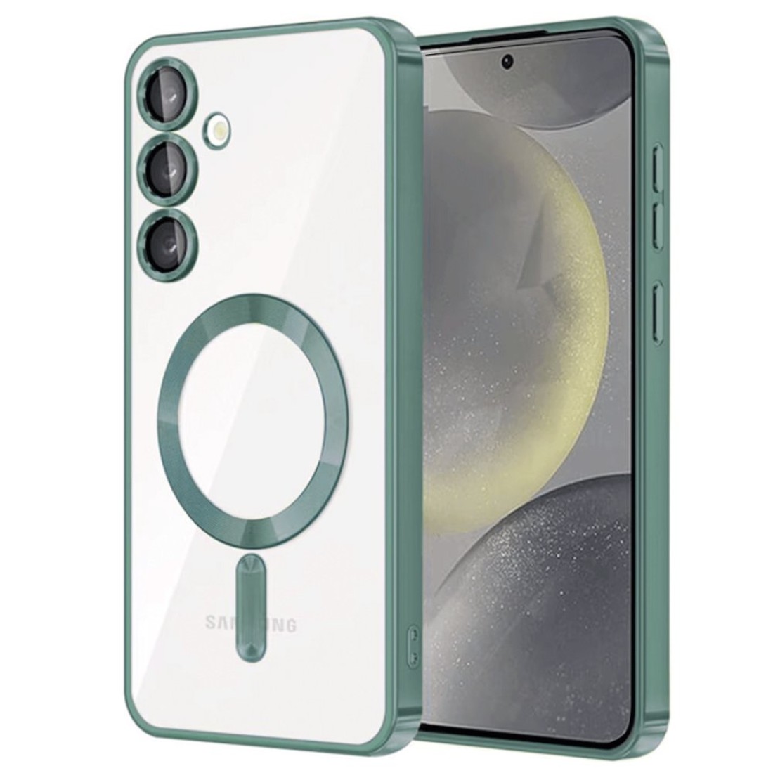  Samsung Galaxy S24 Kılıf Kross Magneticsafe Kapak - Koyu Yeşil