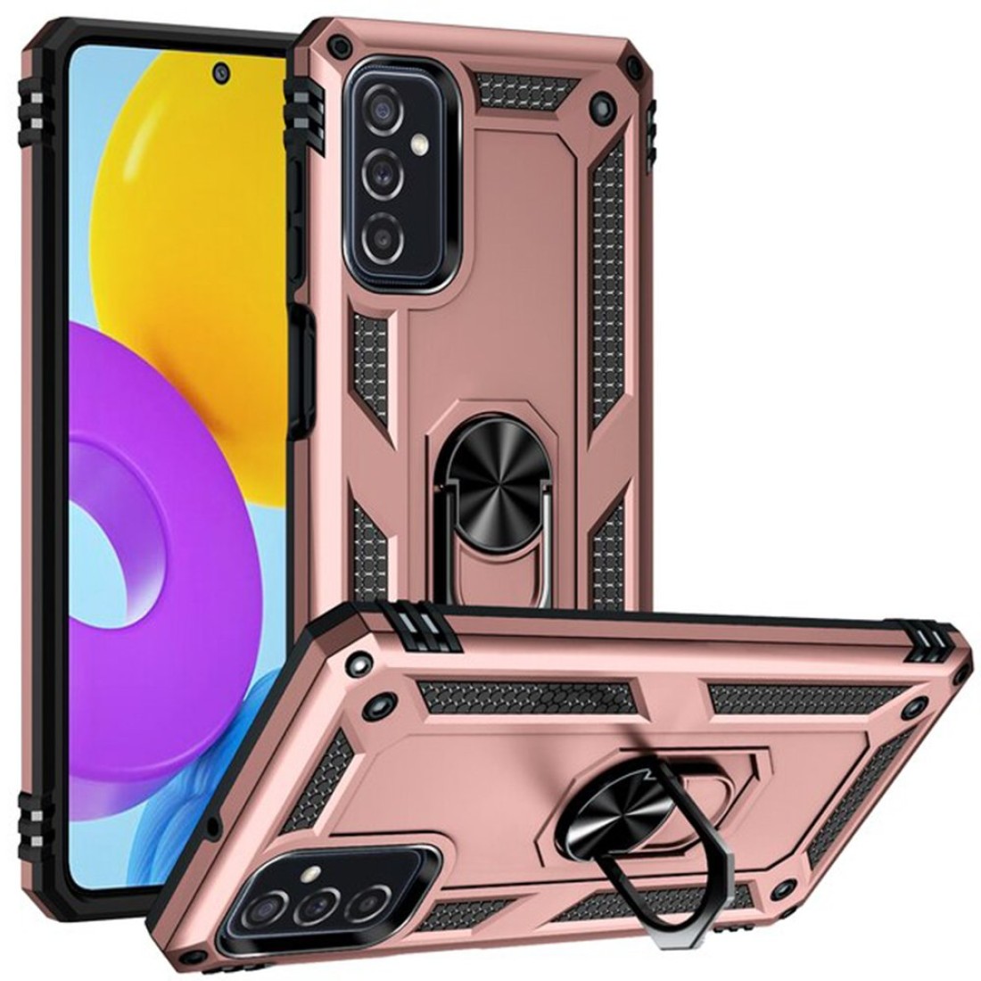  Samsung Galaxy M52 5G Kılıf Sofya Yüzüklü Silikon Kapak - Rose