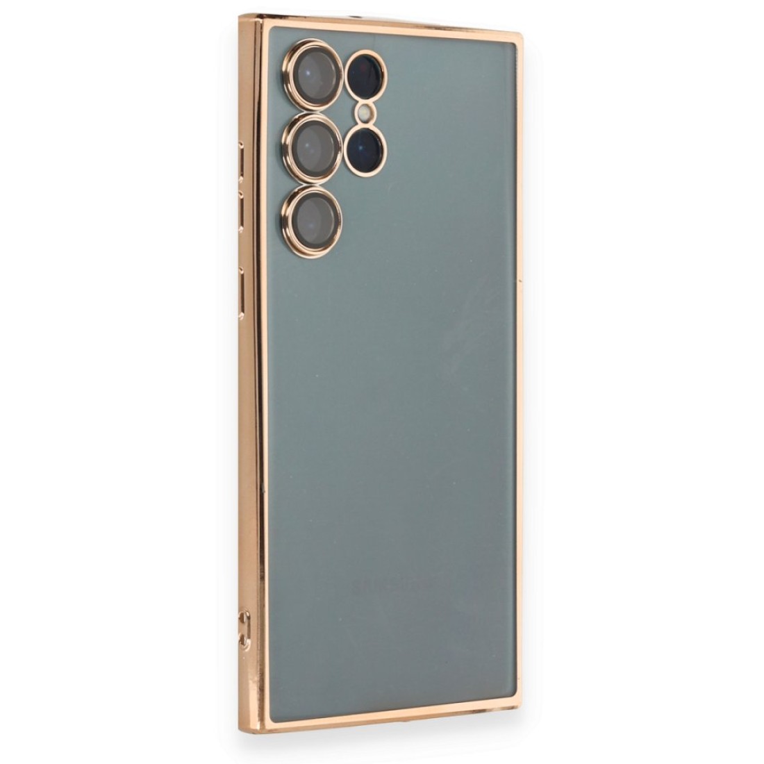  Samsung Galaxy S22 Ultra Kılıf Razer Lensli Silikon - Gold