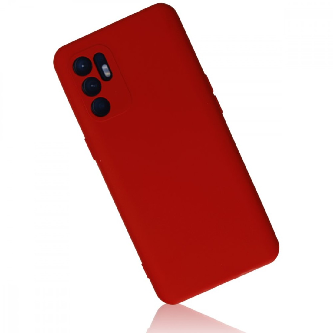 Oppo Reno 6 Kılıf Nano içi Kadife Silikon - Kırmızı Oppo Reno 6 Kılıf Nano içi Kadife Silikon - Kırmızı