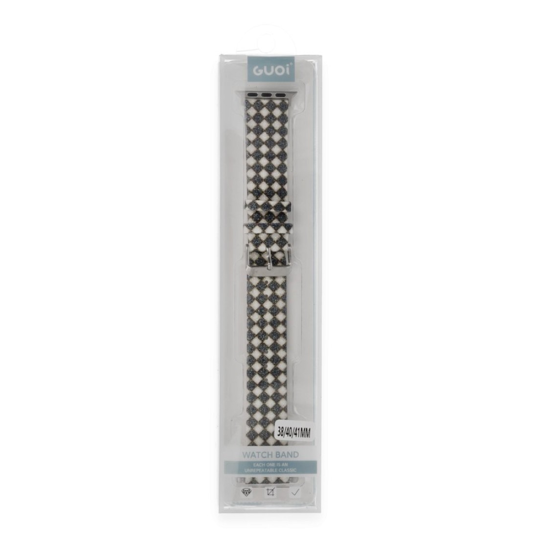  Apple Watch 38mm Karo Motif Kordon - Siyah