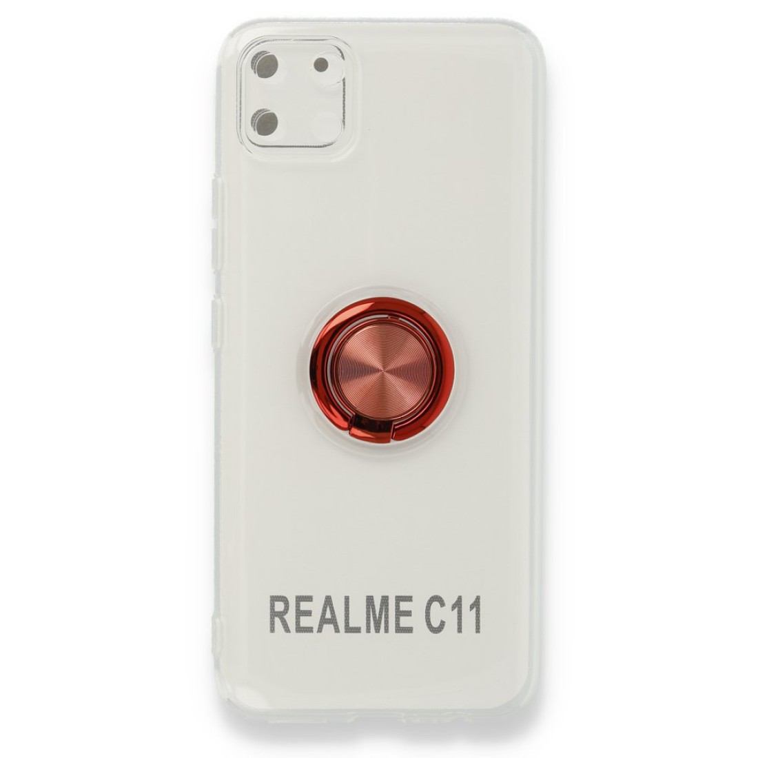  Realme C11 Kılıf Gros Yüzüklü Silikon - Kırmızı