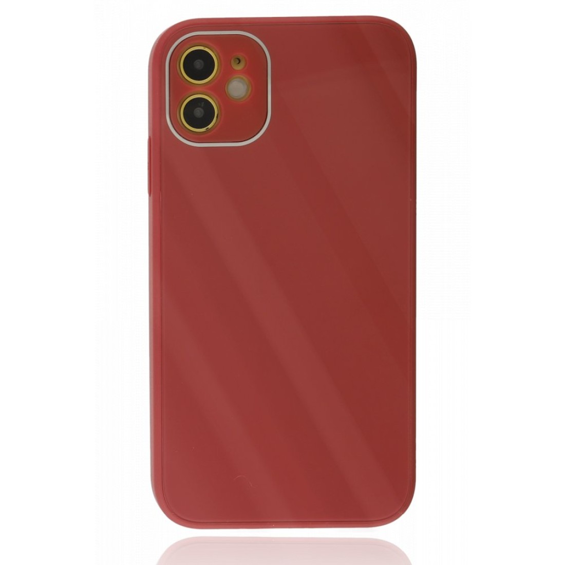  iPhone 12 Kılıf Glass Kapak - Bordo