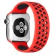  Apple Watch 38mm Ayarlı Delikli Silikon Kordon - Kırmızı-Siyah