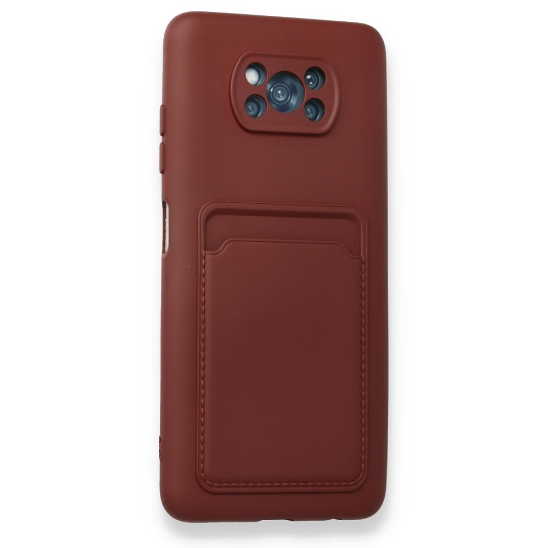  Xiaomi Pocophone X3 Kılıf Kelvin Kartvizitli Silikon - Bordo