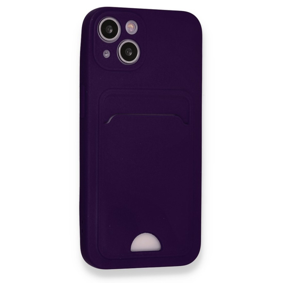  iPhone 13 Kılıf Kelvin Kartvizitli Silikon - Derin Mor