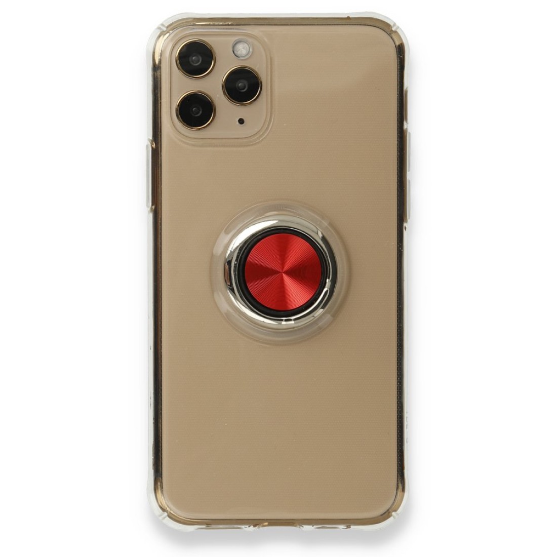  iPhone 11 Pro Kılıf Gros Yüzüklü Silikon - Kırmızı