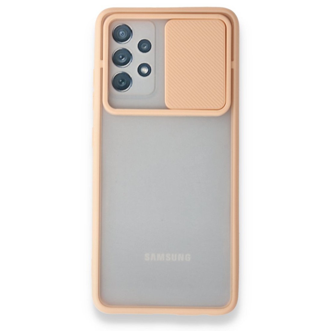  Samsung Galaxy A52 Kılıf Palm Buzlu Kamera Sürgülü Silikon - Pembe