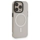  iPhone 14 Pro Kılıf Anka PC Magneticsafe Sert Metal Kapak - Şeffaf
