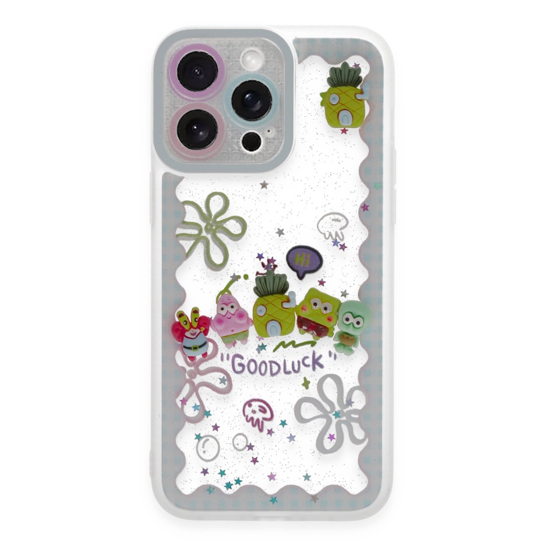  iPhone 14 Pro Kılıf Sweet Desenli Silikon Kapak - Açık Mavi