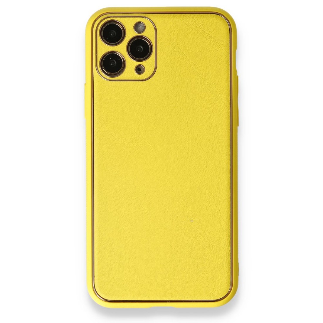  iPhone 11 Pro Kılıf Coco Deri Silikon Kapak - Sarı