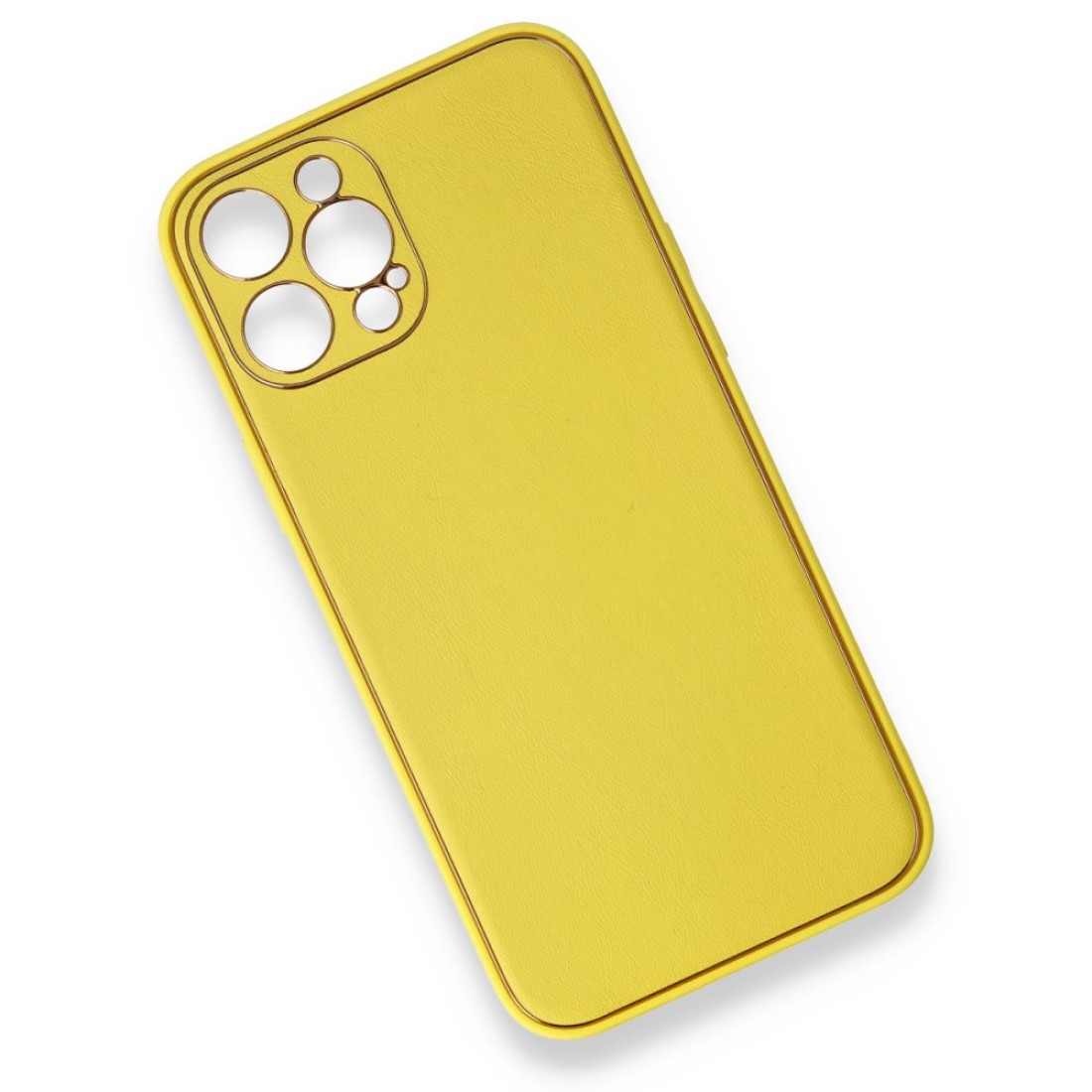 iPhone 12 Pro Kılıf Coco Deri Silikon Kapak - Sarı iPhone 12 Pro Kılıf Coco Deri Silikon Kapak - Sarı
