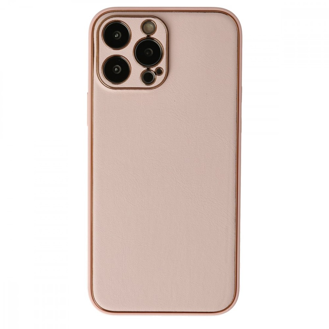  iPhone 13 Pro Max Kılıf Coco Deri Silikon Kapak - Pudra