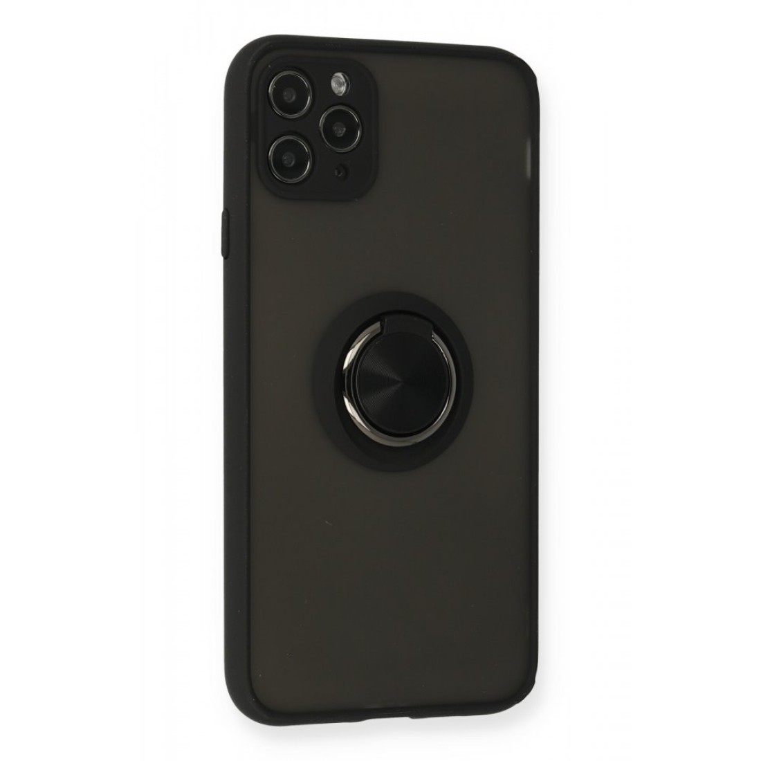  iPhone 11 Pro Kılıf Montreal Yüzüklü Silikon Kapak - Siyah