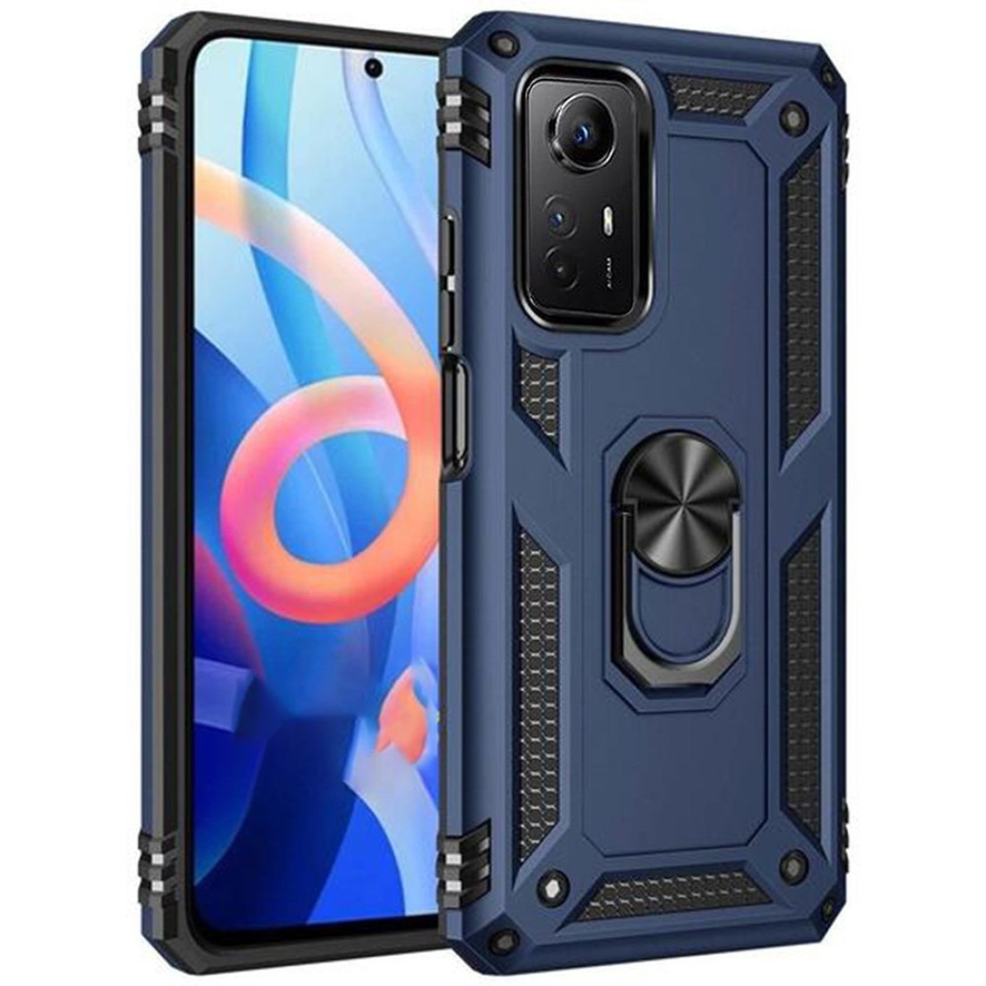  Xiaomi Redmi Note 12S Kılıf Sofya Yüzüklü Silikon Kapak - Lacivert