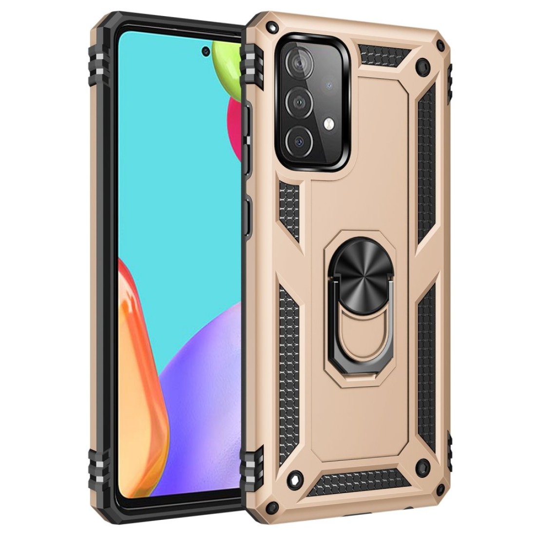  Samsung Galaxy A32 Kılıf Sofya Yüzüklü Silikon Kapak - Gold