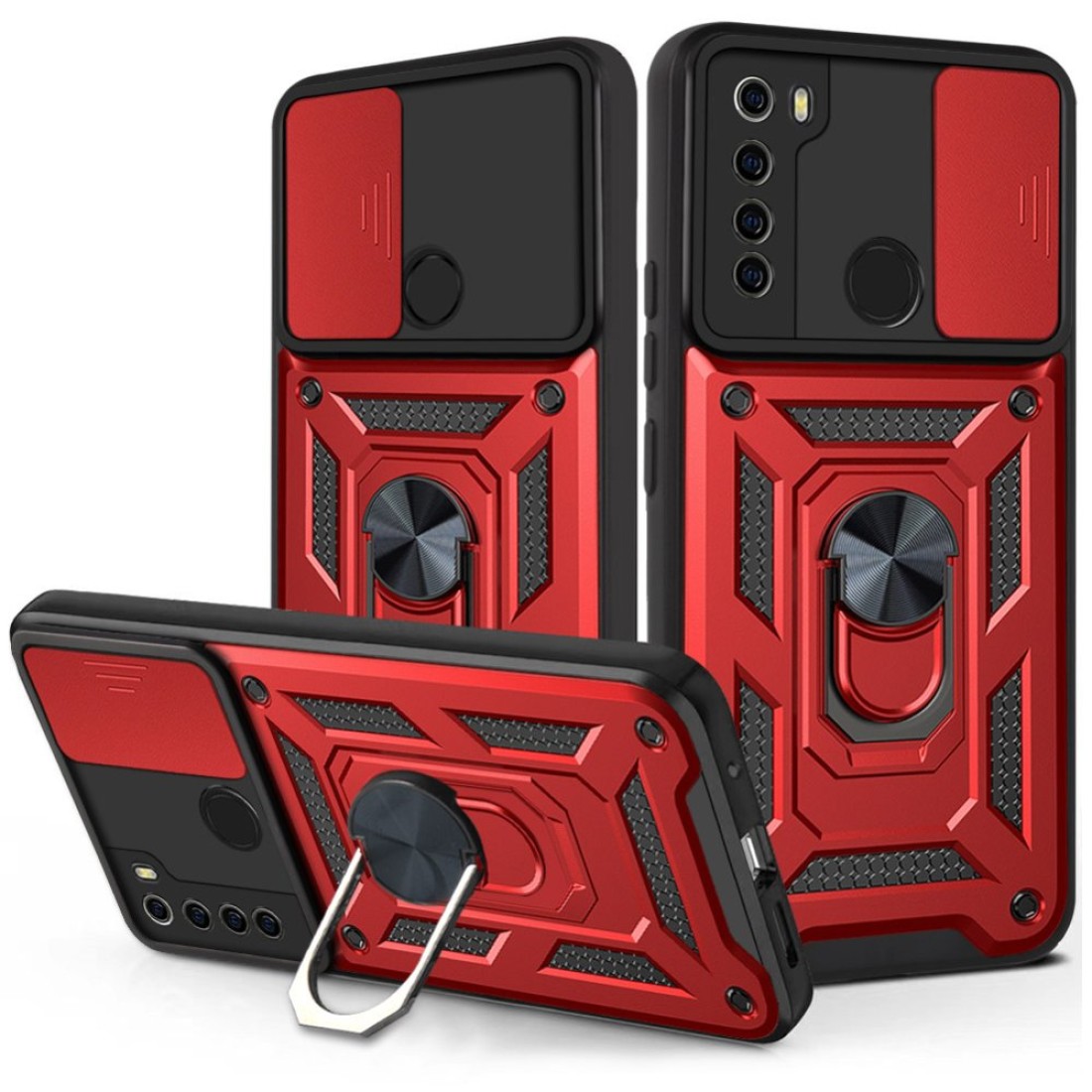  Xiaomi Redmi Note 8 Kılıf Pars Lens Yüzüklü Silikon - Kırmızı