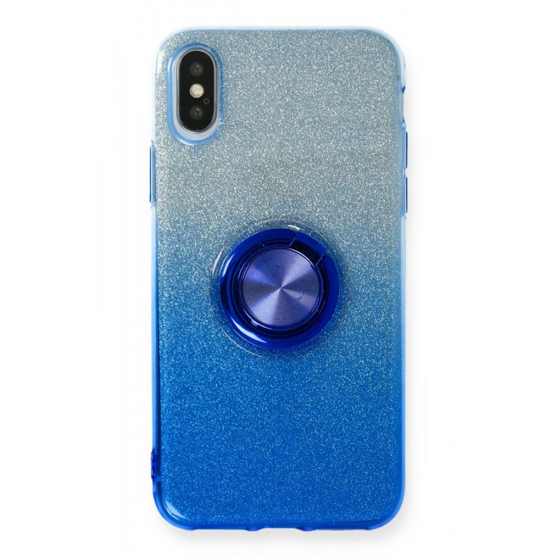  iPhone XS Max Kılıf Simli Yüzüklü Silikon - Mavi