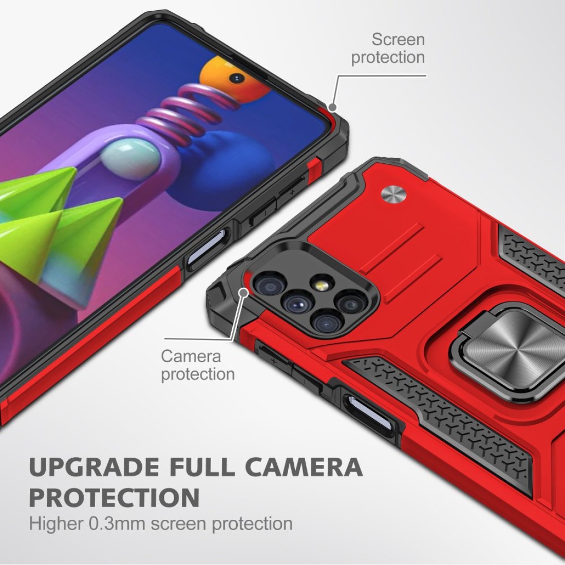  Samsung Galaxy M51 Kılıf Zegna Yüzüklü Silikon Kapak - Kırmızı