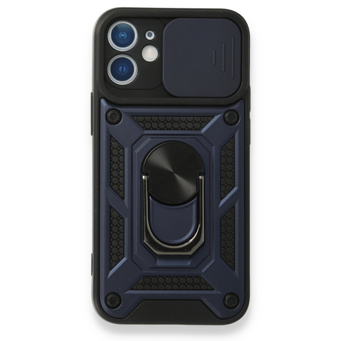  iPhone 12 Mini Kılıf Pars Lens Yüzüklü Silikon - Lacivert