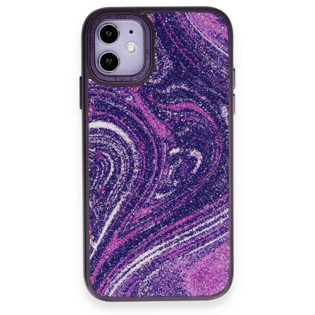 iPhone 12 Kılıf Moda Simli Kapak - Derin Mor