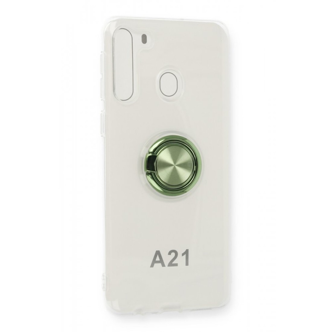  Samsung Galaxy A21 Kılıf Gros Yüzüklü Silikon -Yeşil