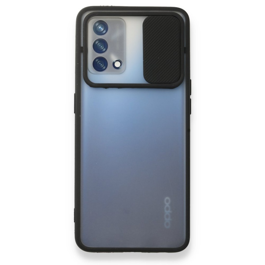  Oppo A74 4G Kılıf Palm Buzlu Kamera Sürgülü Silikon - Siyah