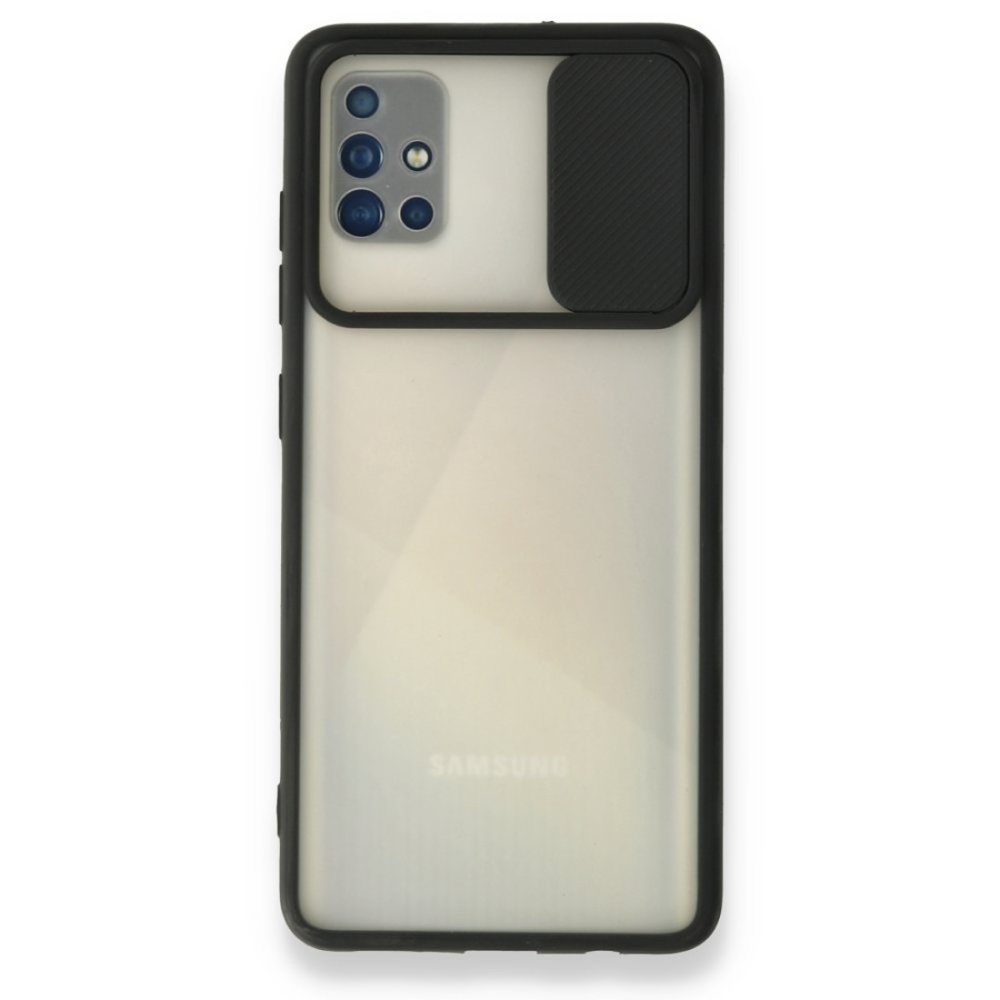  Samsung Galaxy A71 Kılıf Palm Buzlu Kamera Sürgülü Silikon - Siyah