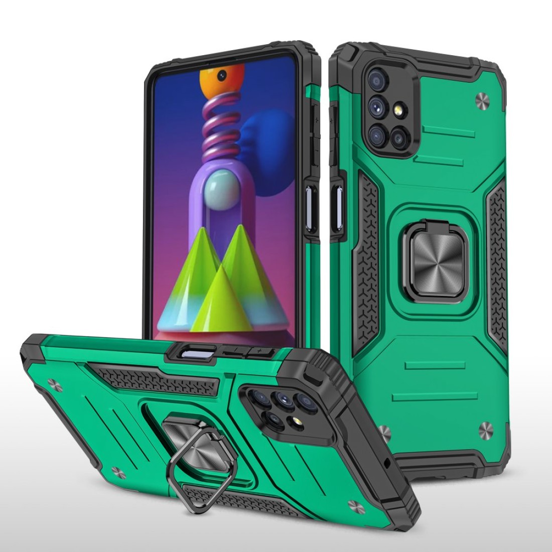  Samsung Galaxy M51 Kılıf Zegna Yüzüklü Silikon Kapak - Koyu Yeşil