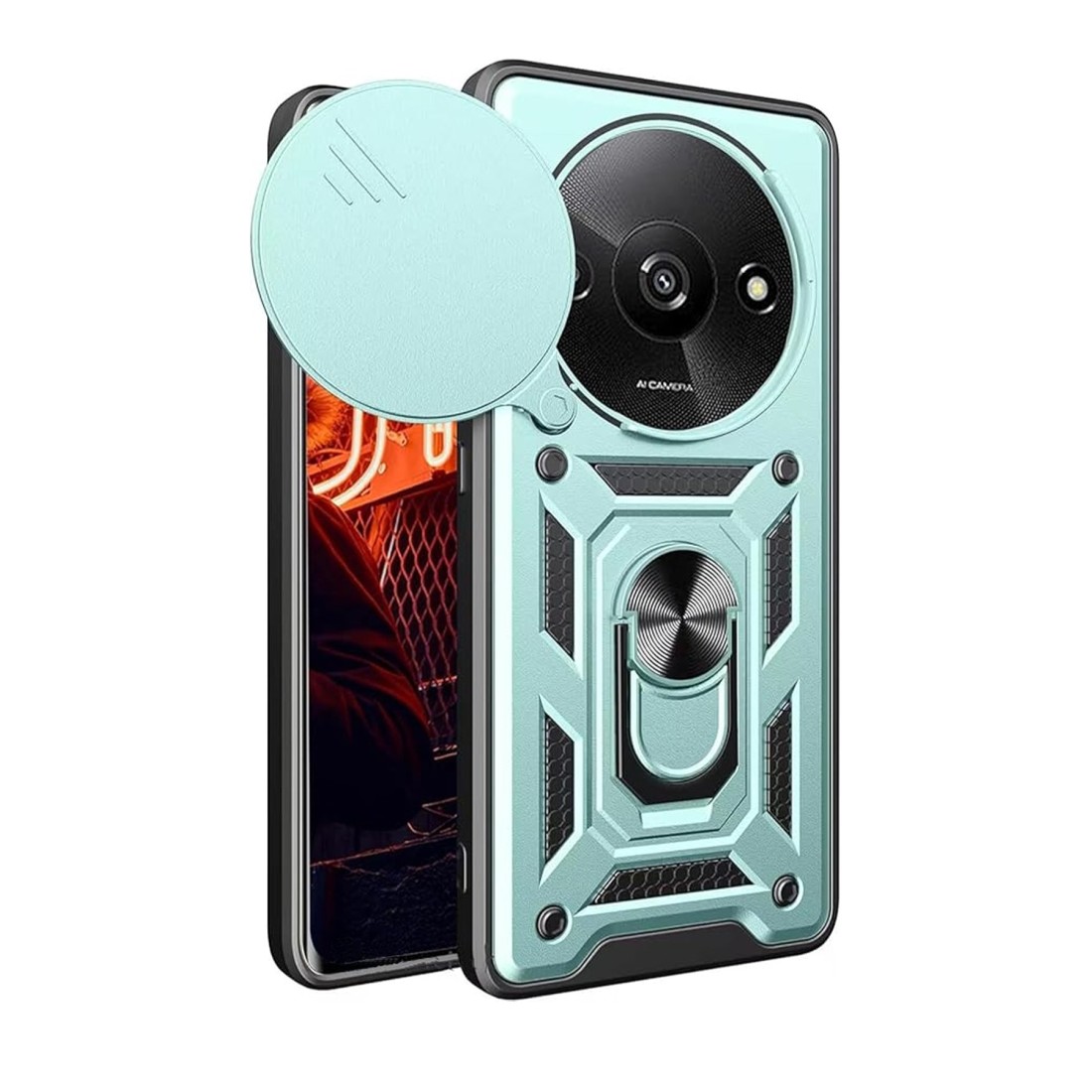 Xiaomi Redmi A3 4G Kılıf Pars Lens Yüzüklü Silikon - Yeşil Xiaomi Redmi A3 4G Kılıf Pars Lens Yüzüklü Silikon - Yeşil