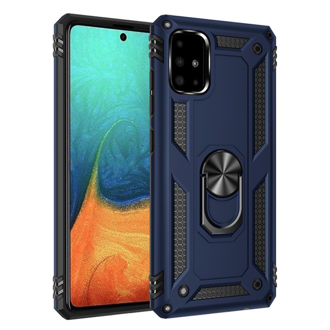  Samsung Galaxy A71 Kılıf Sofya Yüzüklü Silikon Kapak - Lacivert