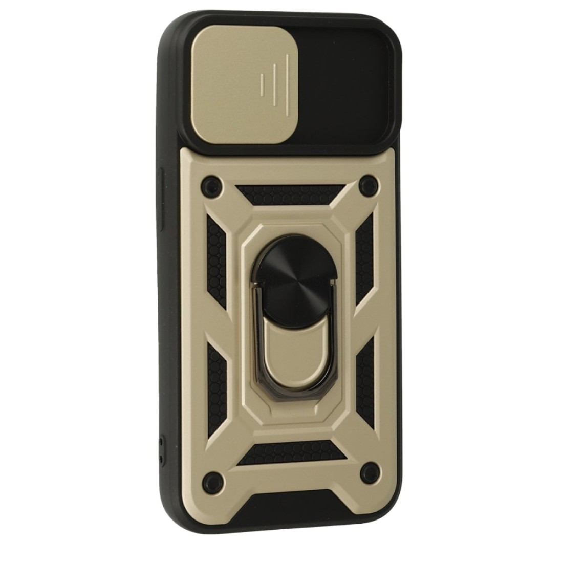  iPhone 15 Kılıf Pars Lens Yüzüklü Silikon - Gold