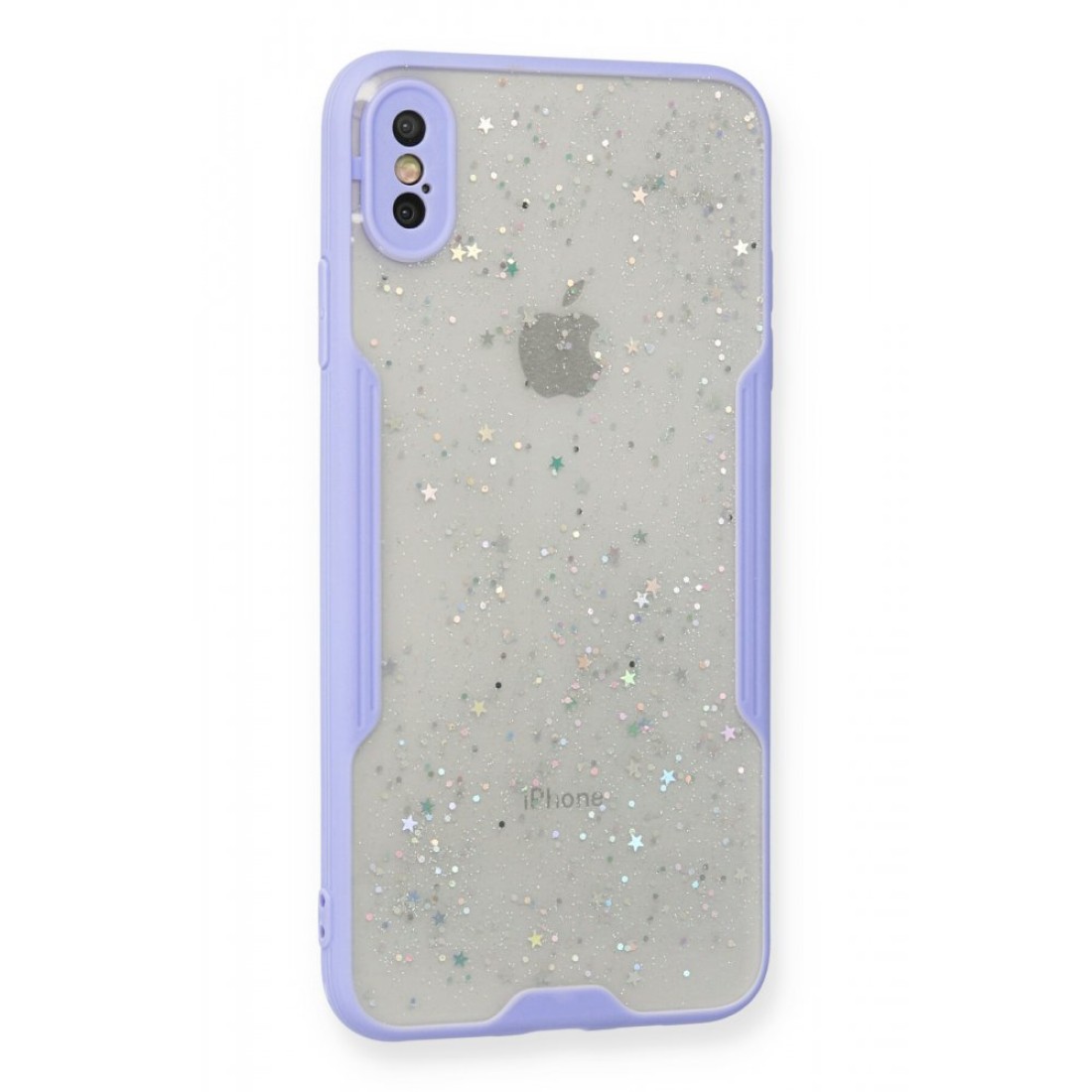  iPhone XS Kılıf Platin Simli Silikon - Lila