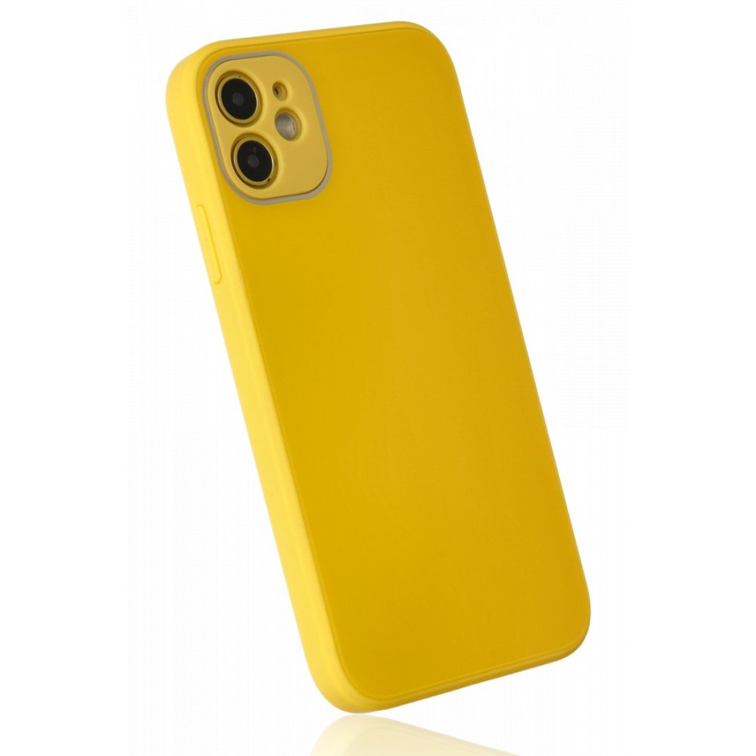  iPhone 12 Kılıf Glass Kapak - Sarı
