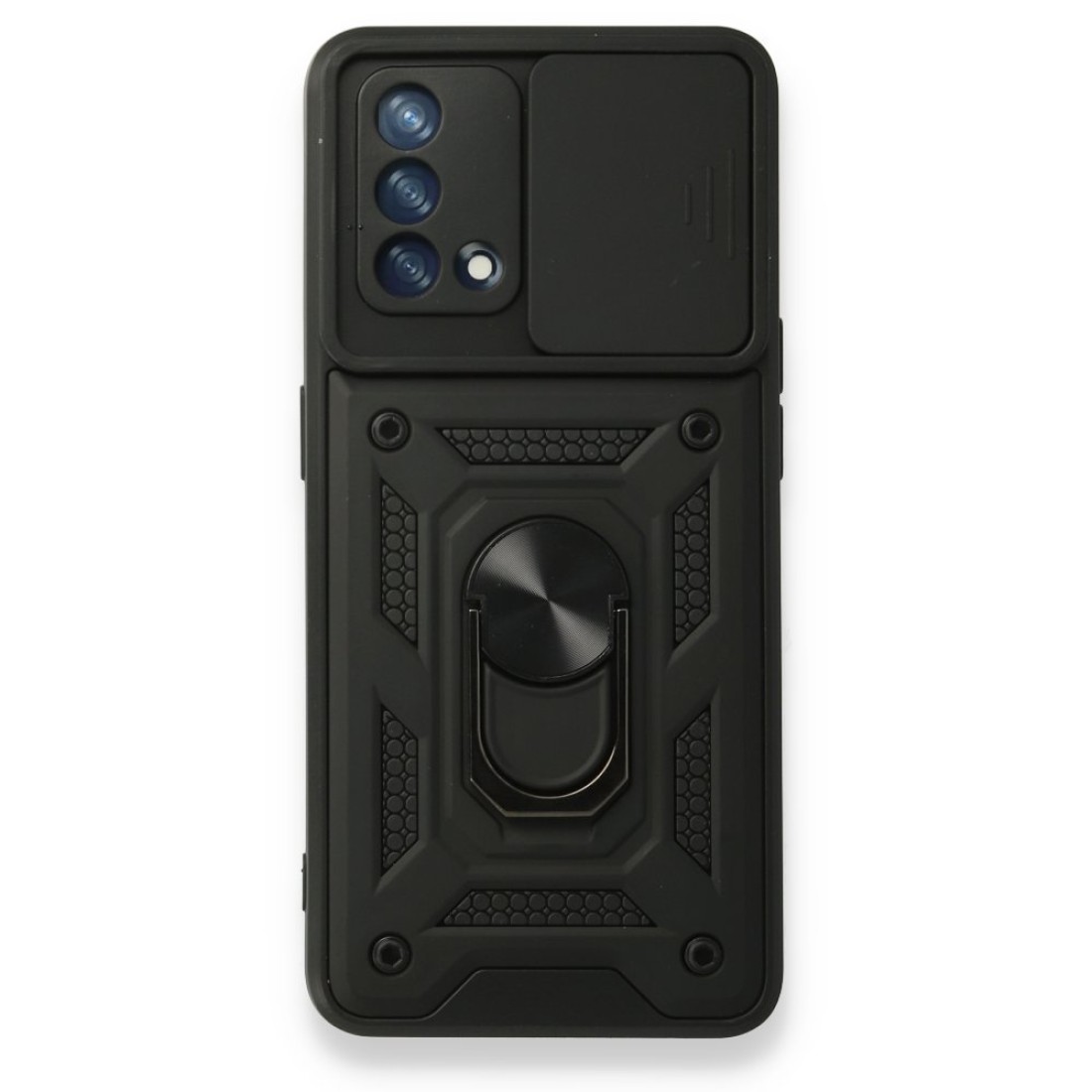  Oppo A74 4G Kılıf Pars Lens Yüzüklü Silikon - Siyah