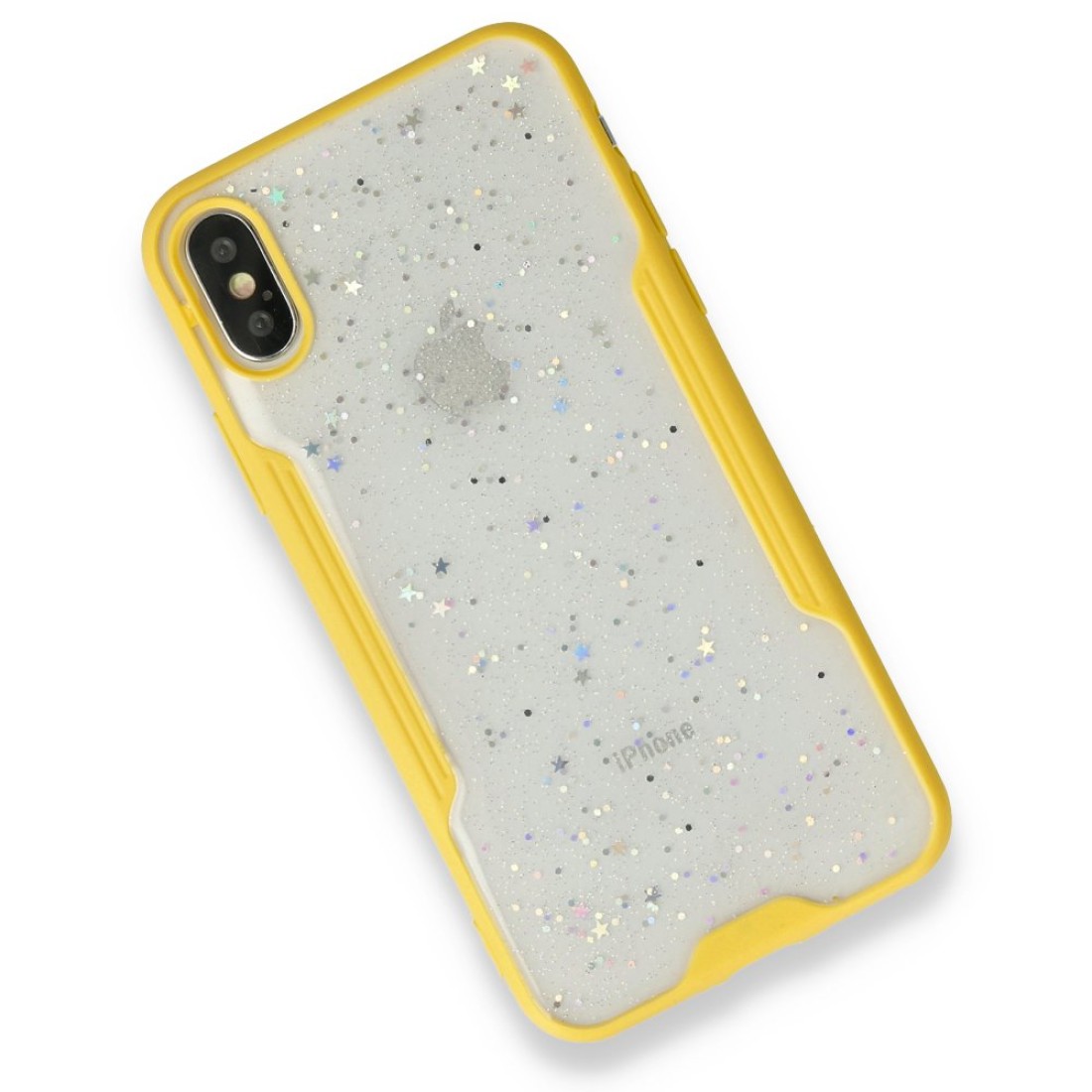 iPhone XS Max Kılıf Platin Simli Silikon - Sarı iPhone XS Max Kılıf Platin Simli Silikon - Sarı