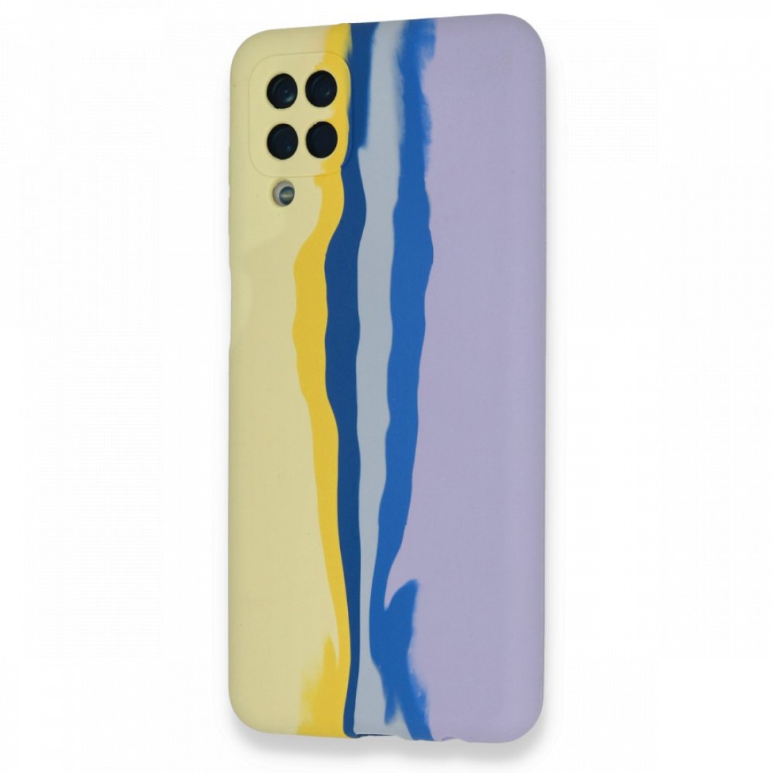  Samsung Galaxy M32 Kılıf Ebruli Lansman Silikon - Sarı-Lila